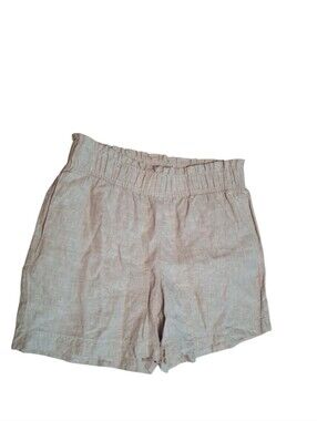 QUINCE 100%  European Linen High Waisted FLAX shorts Beige Ladies Medium